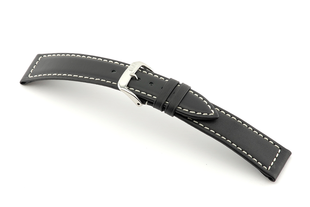 Leather strap Del Mar 22 mm black