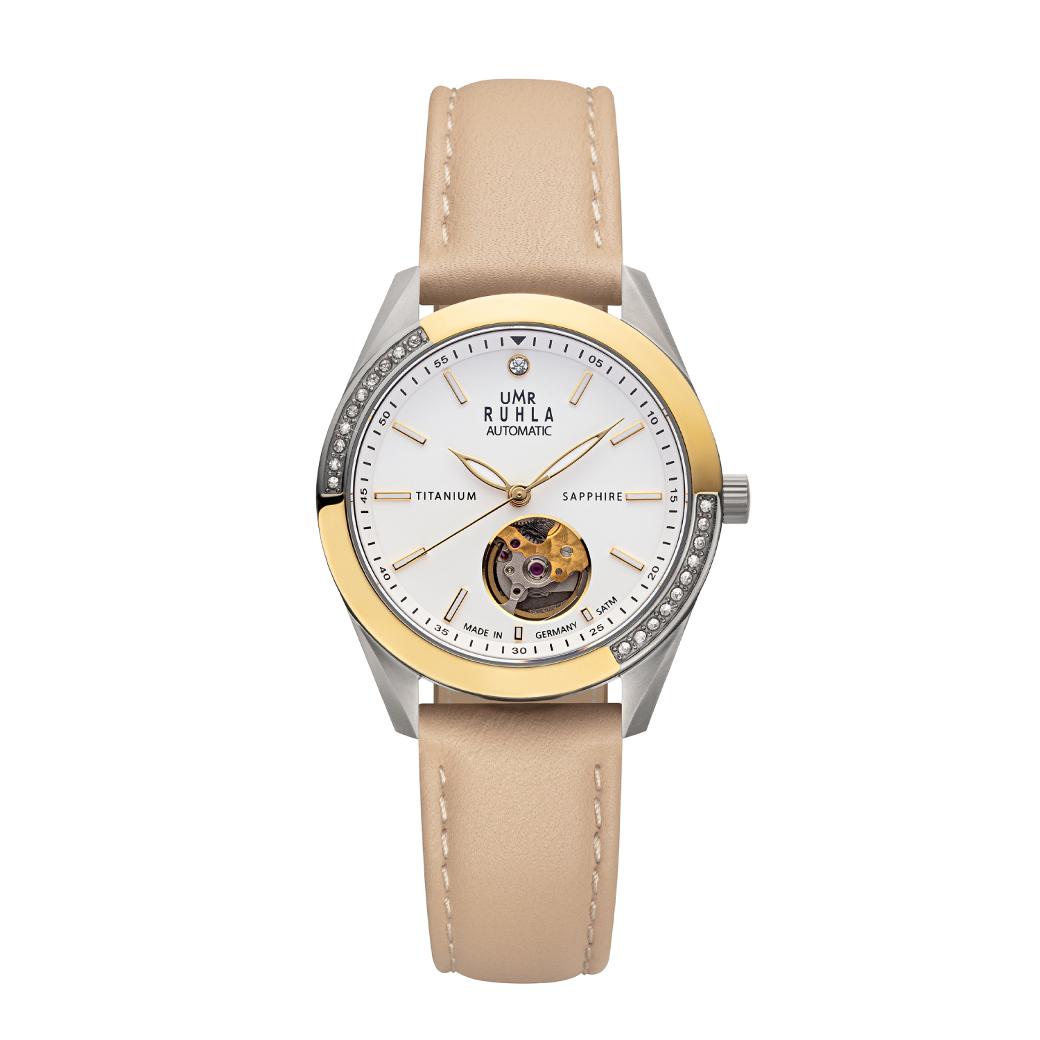 Uhren Manufaktur Ruhla - automatic wristwatch - beige leather strap