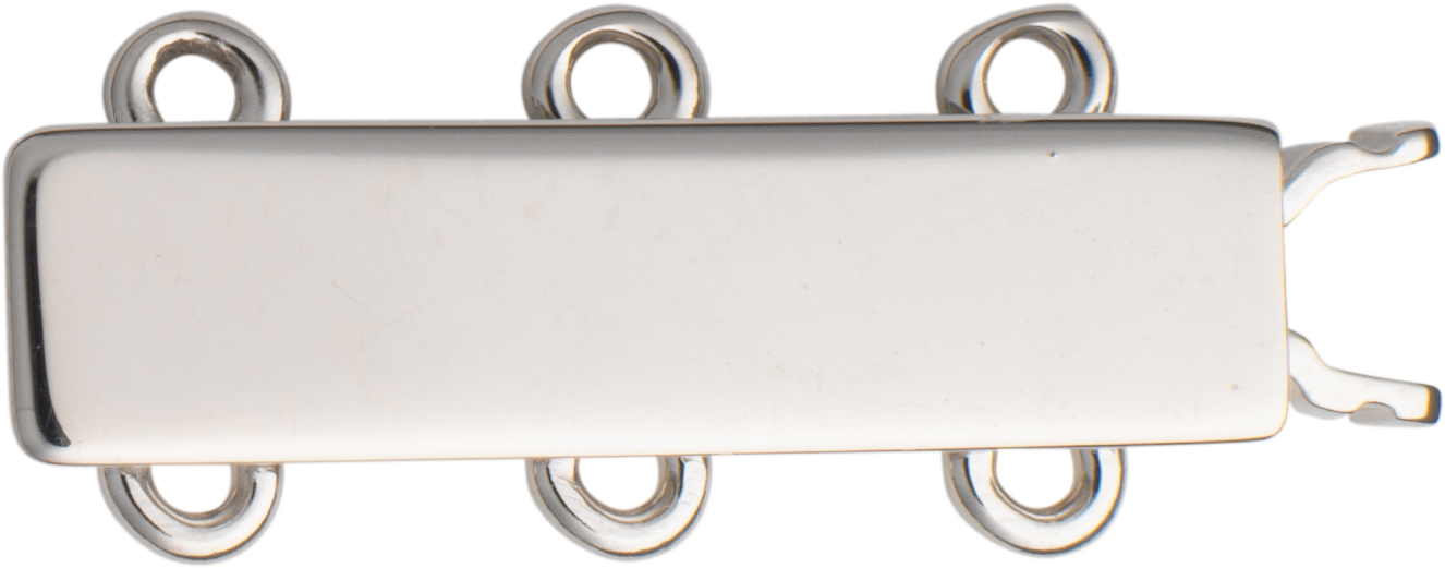 Clasp 3-row silver 925/-, square, L 17.00 x W 4.50mm