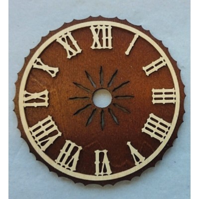 Wijzerplaat bruin hout met Romeinse cijfers voor koekoeksklok Ø: 70 mm