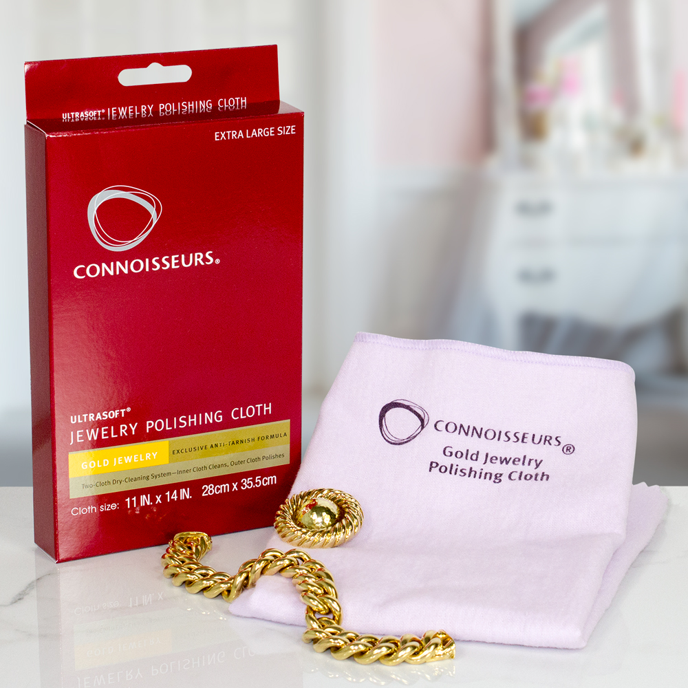 CONNOISSEURS Gold Polishing Cloth, extra groot, dubbelzijdig te gebruiken <br/>Toepassing: reinigt Goldschmuck und Uhren