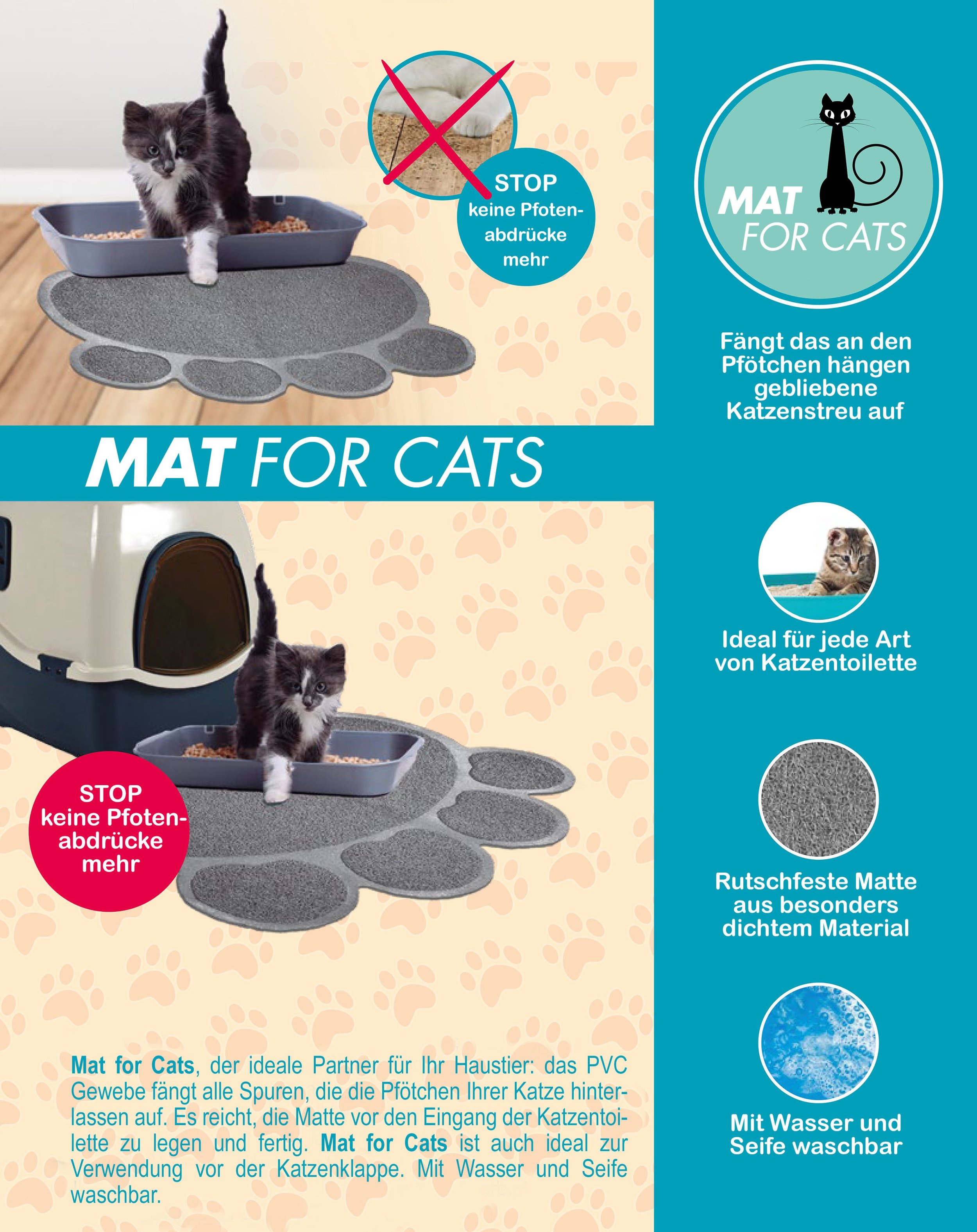 Mat for cats - Katzenmatte rutschfest