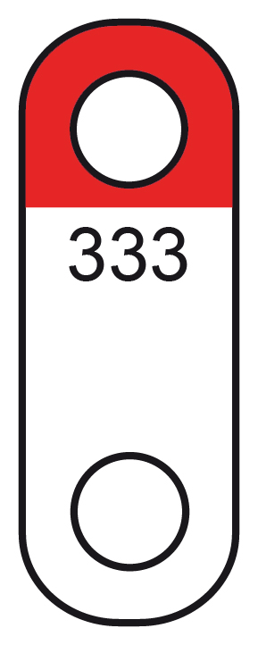 _ Chain labels cardboard with 2 holes 28 x 10 mm red