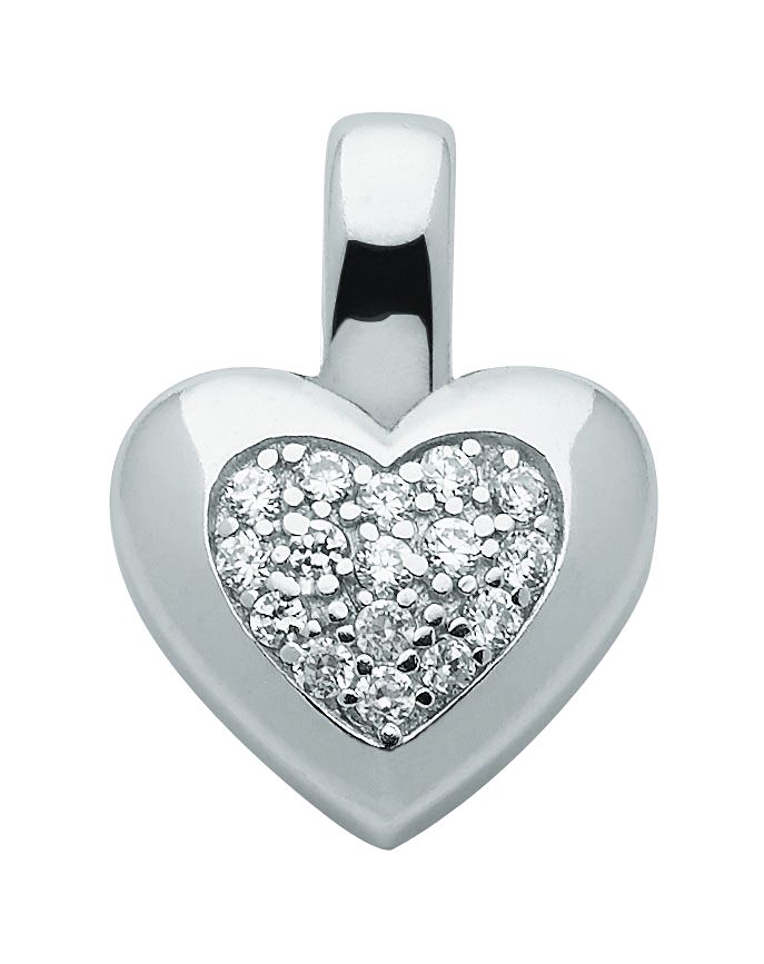 Anhänger 2 Stück Silber 925/rh Herz, Zirkonia