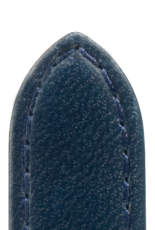 Leather band calfskin, sewn, waterproof 16mm, dark blue