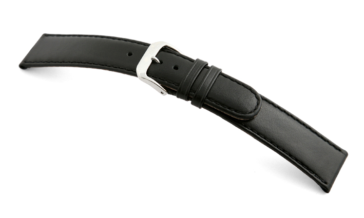 Leather strap Phoenix 16mm black smooth