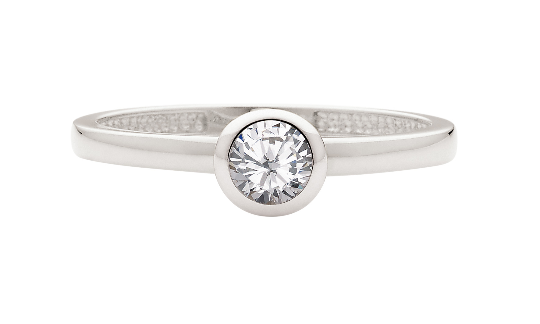 Solitär Ring 925/rh W 50 Zarge Zirkonia