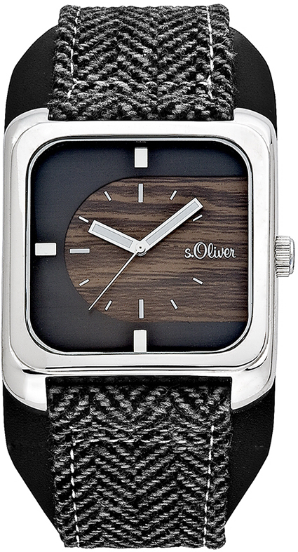 s.Oliver Leder-/ Textilband schwarz grau SO-430-LQ