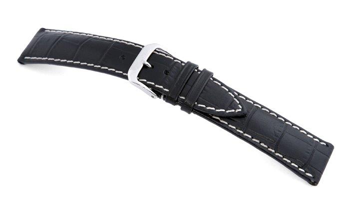 Leather strap Tupelo 19mm black with alligator imprinting