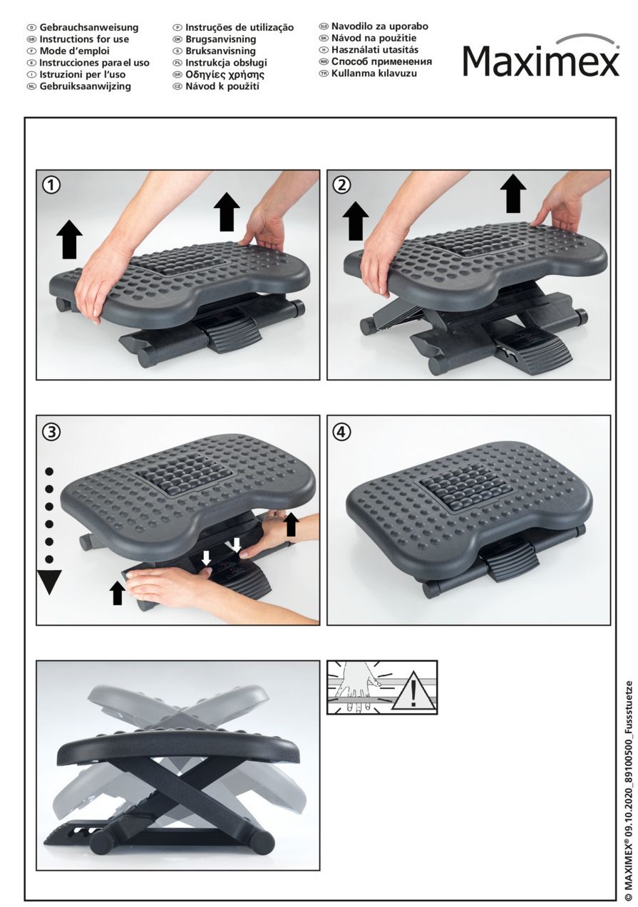 Footrest with massage rollers 3in1