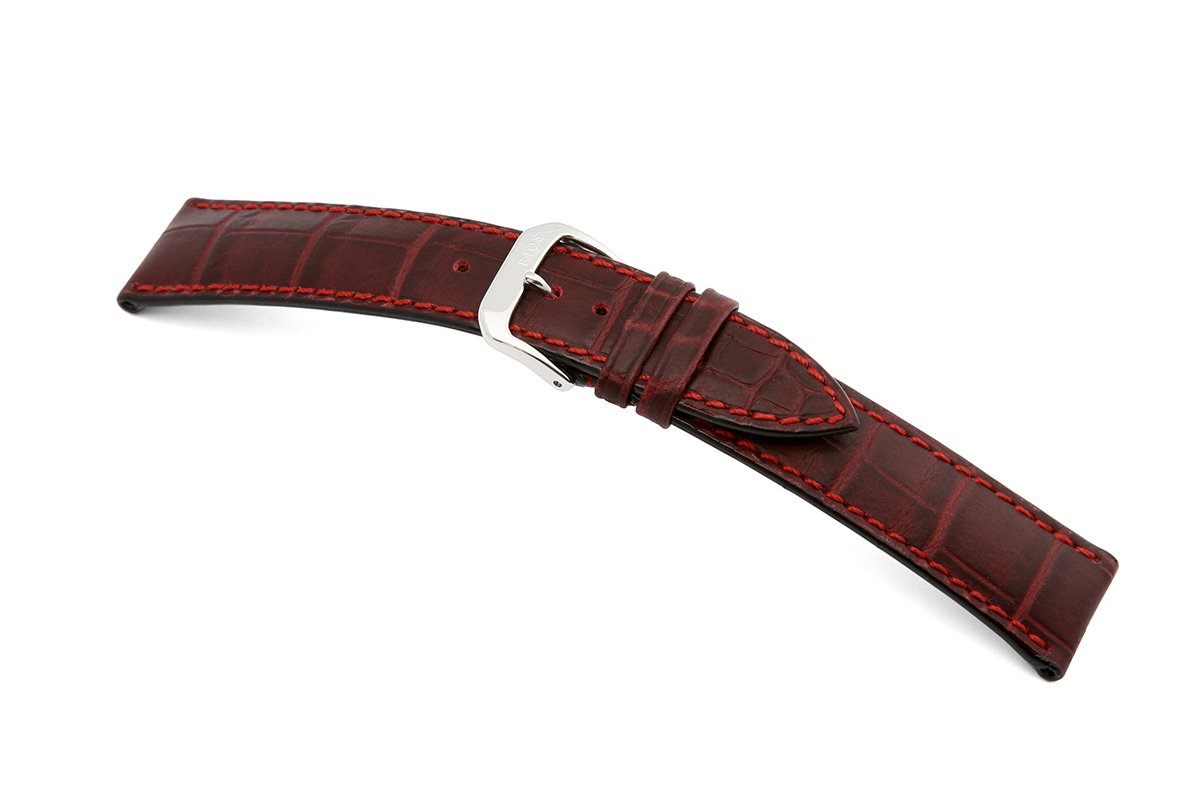 Lederband Jackson 24mm bordeaux met Alligatorprint