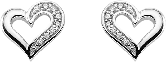 Earrings silver 925/rh heart zirconia 3-pcs. ass.