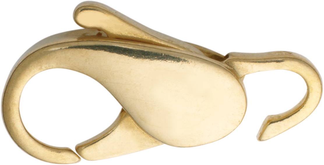 Carabiner slightly curved gold 585/-Gg 16,00mm cast open eye