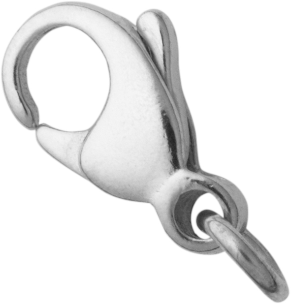 Carabiner curved silver 925/- 9.00mm cast with jump ring Ø 3.00mm