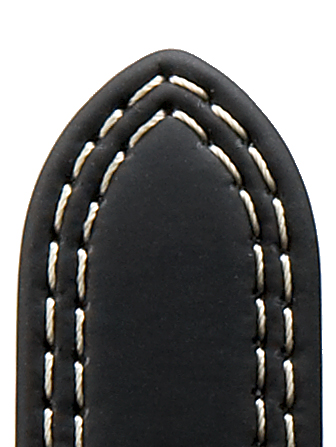 Lederband Colorado 18mm schwarz mit beiger Naht mit Doppelnaht