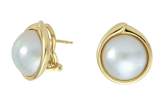 Ear clips with pin gold 585/GG, Mabe pearl