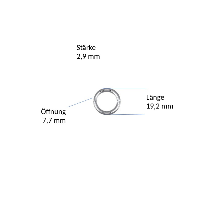 Kettingclip 925/-, rond, ca. Ø 20 mm