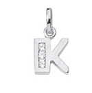 letter hanger zilver 925/-   K, zirkonia