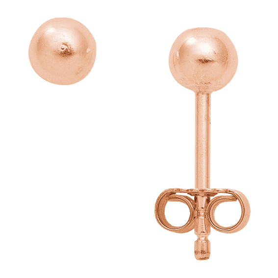 Ear studs 3 pairs 925/rose gold-plated sphere dia. 6 mm, polished
