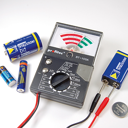 Batterietester mit analogem Messwerk
