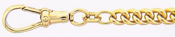 Watch chain gold 585/GG, round curb chain 26 cm