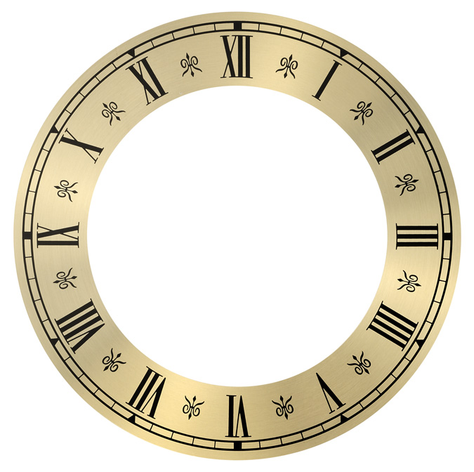 Dial circlet  Ø 175 mm gold, roman numerals, inner Ø 117 mm