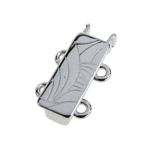 Clasp 2-row silver 925/-, square, L 11.00 x W 4.50mm