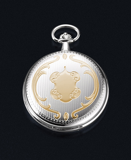 JEAN JACOT Pocket watch skeletonized with manual winding, chromed MADE IN GERMANY