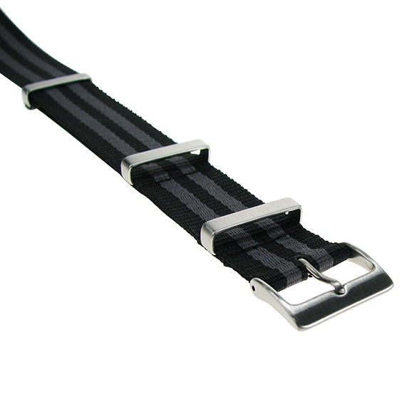 Nylonband schwarz-grau gestreift, 20mm