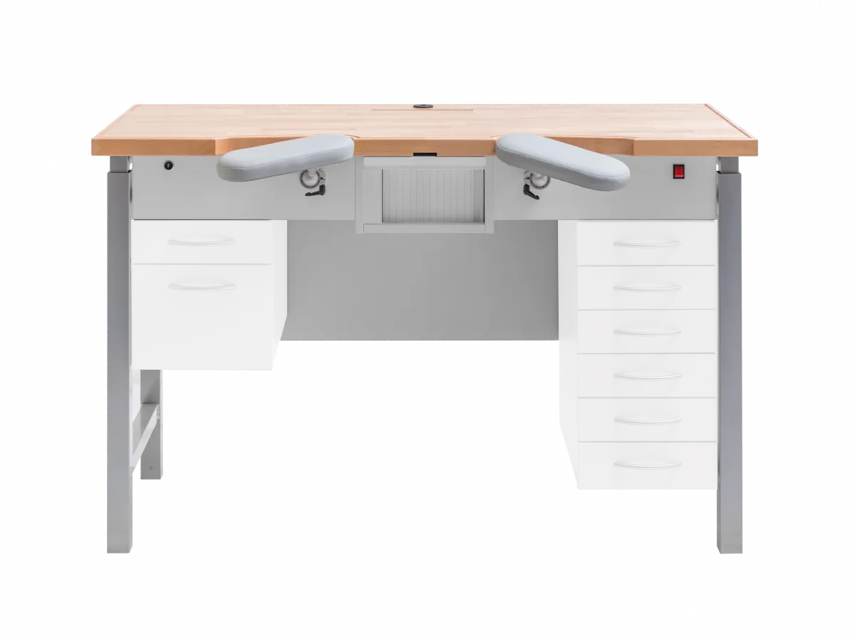 BENCHALIST Uhrmachertisch Modular II, 3D-Armauflagen, Kurbel