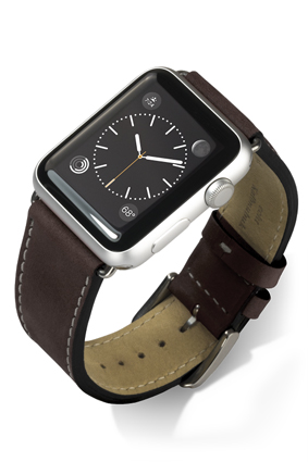 Leder-Uhrarmband für Apple Watch, dunkelbraun, 22mm, inklusive Adapter