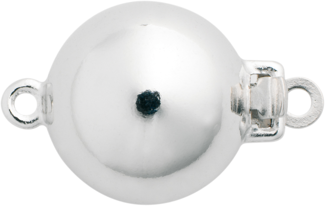 Ball clasp single-row silver 925/- polished, ball Ø 10.00mm