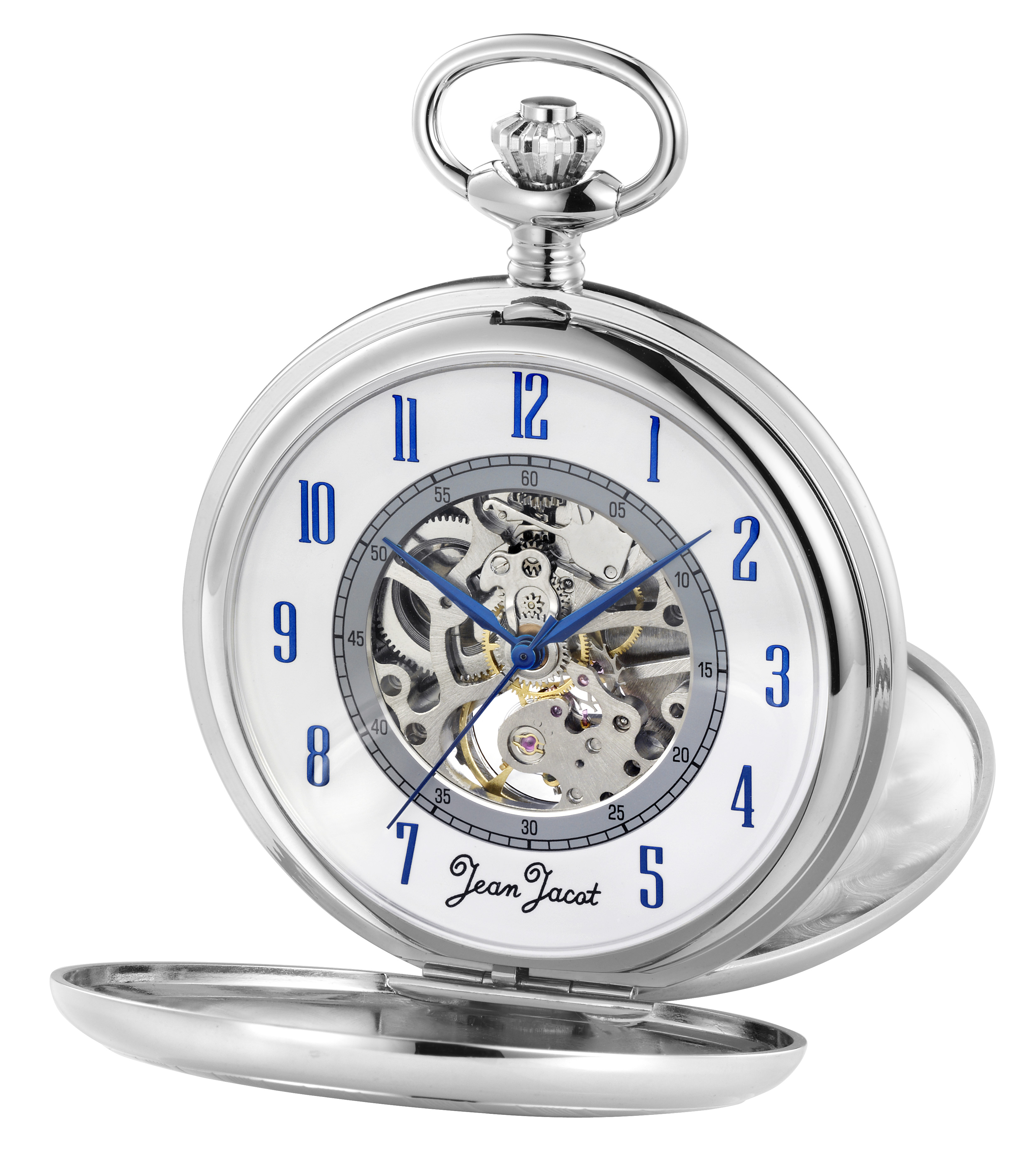 JEAN JACOT pocket watch Ø53mm, mech., silver/blue