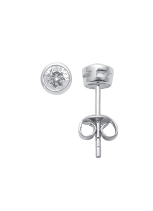 Ear studs 3 pairs silver 925/rh round 5.00 mm, zirconia