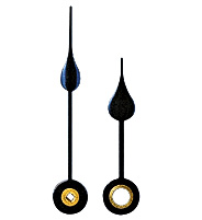 Pendulewijzers Peer, Blauw, Lengte 50mm, Min.bus: 2 x 2mm, Uurbus ø 4,5mm