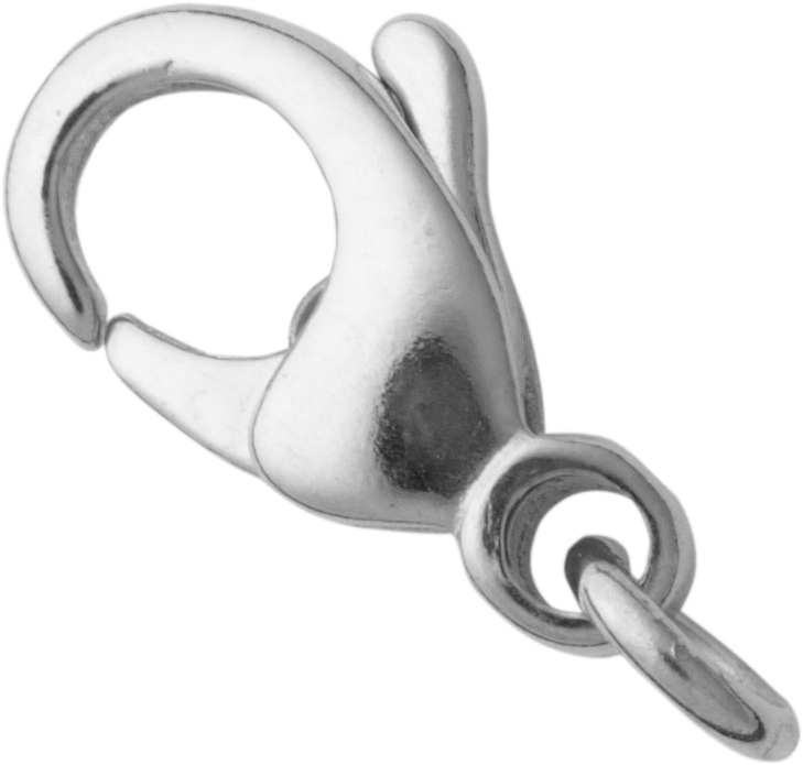 Karabiner gewölbt Silber 935/- rhodiniert 15,00mm gegossen mit Bindering Ø 5,0mm