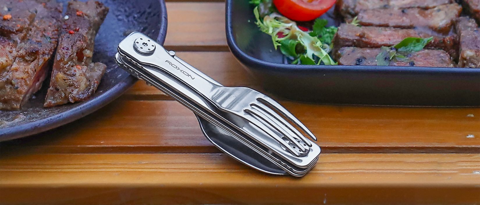 Foldable cutlery from Roxon - only 10cm long when folded