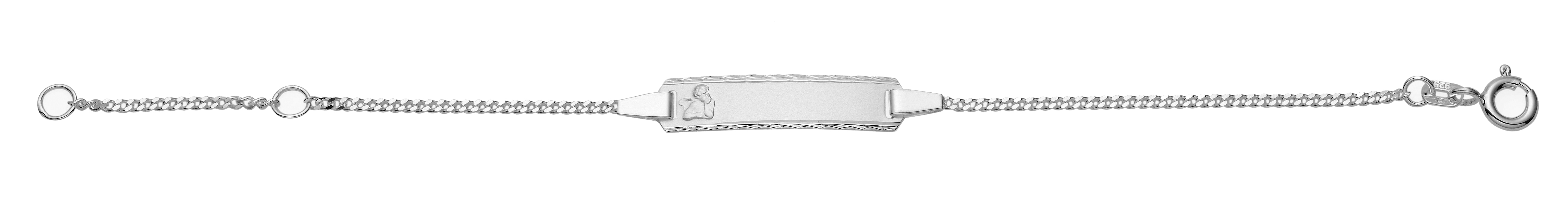 Id-Armband 3 Stück Silber 925/-, Flachpanzer 14cm mit Amor Prägung auf der Vorderseite, Rückseite Schrift