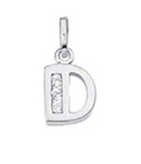 Letter pendant silver 925/- D, zirconia