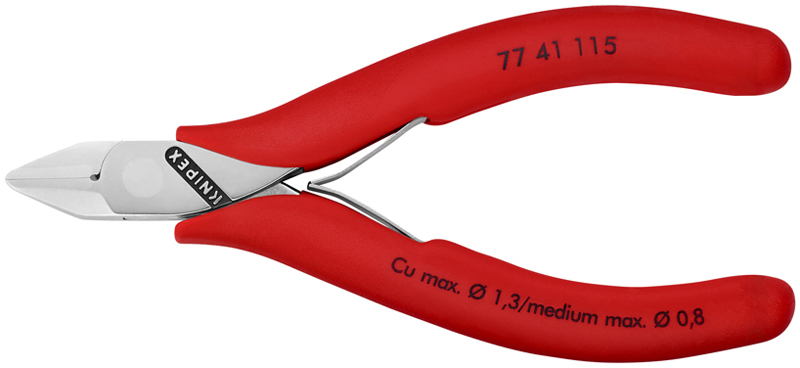 Knipex Seitenschneider spitzer Kopf, mit durchgestecktem Gelenk, Länge 115mm