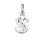 Letter pendant silver 925/- S, zirconia