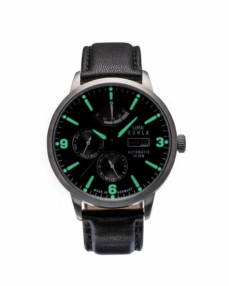 Uhren Manufaktur Ruhla - Automatisch horloge met gangreserve - Zwart - Made in Germany