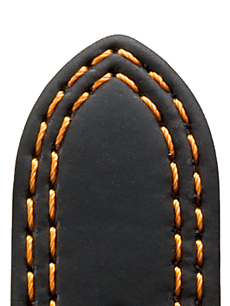 Lederband Colorado 18mm schwarz mit orangener Naht mit Doppelnaht