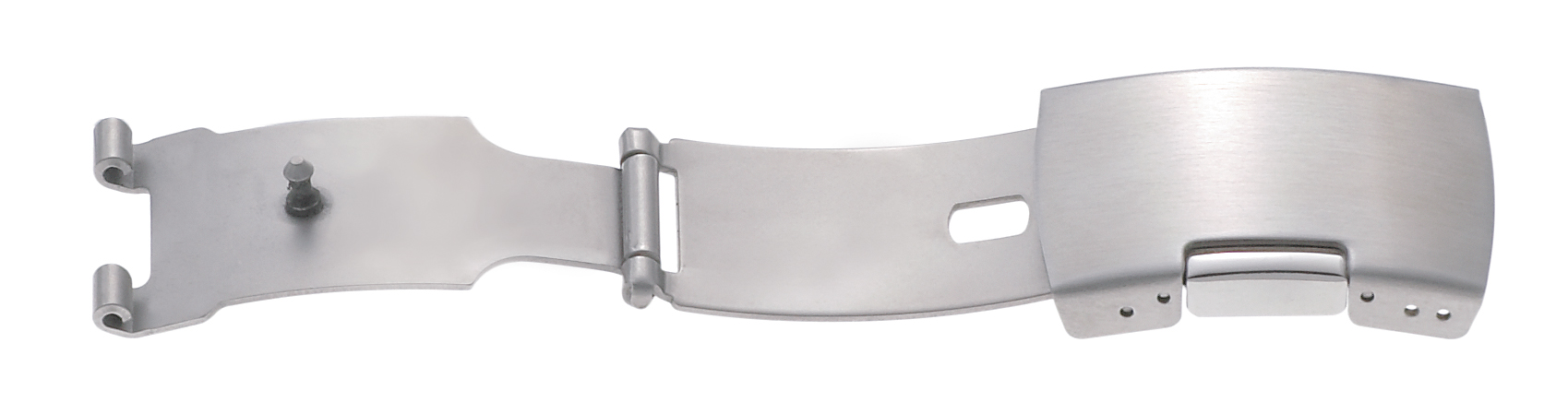 Folding clasp, stainless steel, 14mm, watch end 7mm, steel, satinised, with 1 pusher