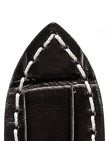 Lederband Venezuela 20mm schwarz in Alligatoroptik mit Schnittkante und Nieten