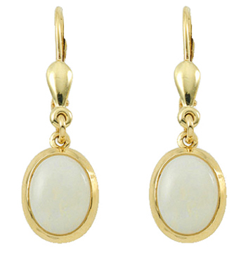 Dropped earrings with omega back gold 585/GG, opal