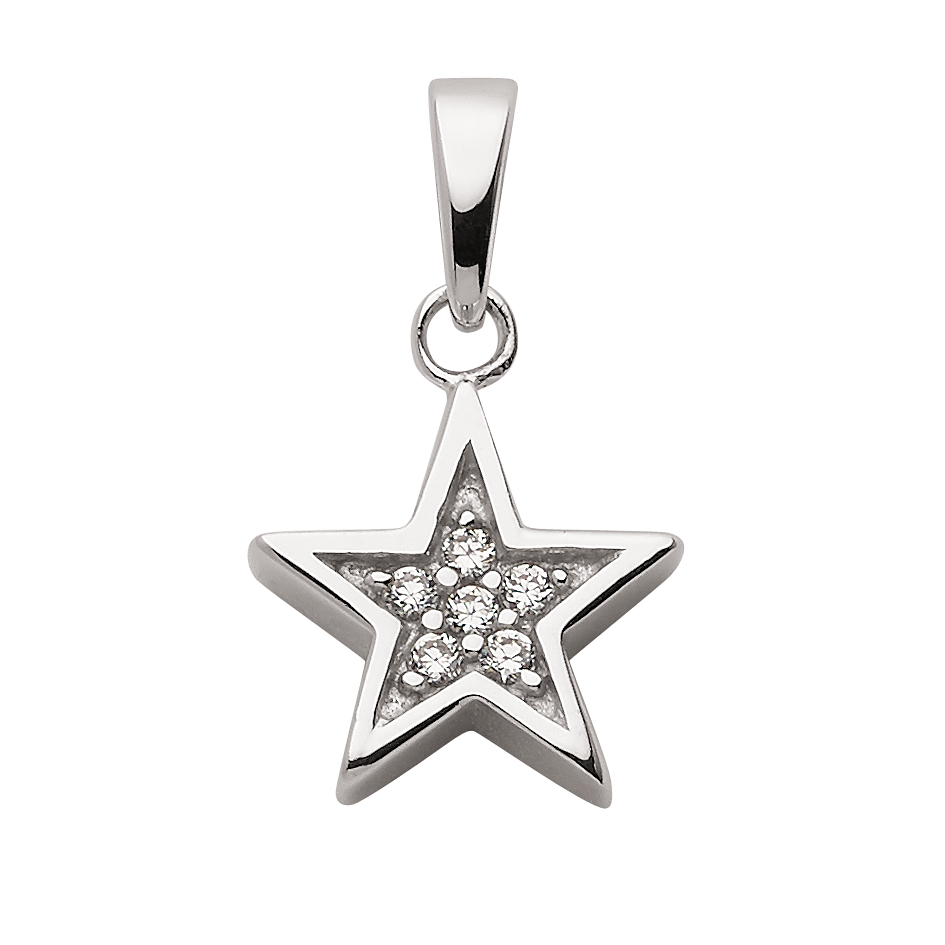 Anhänger 2er Sort. 925/rh Stern Zirkonia