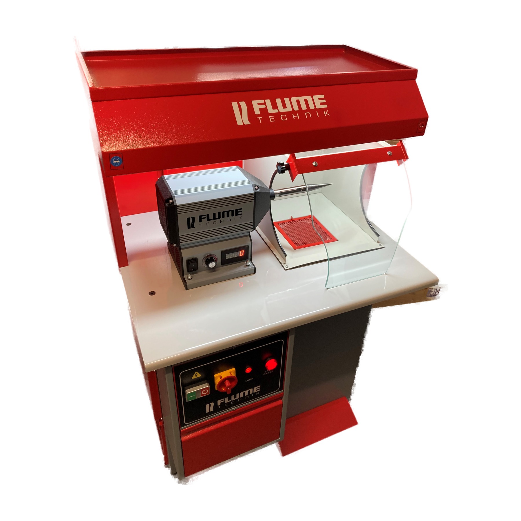 Poliermaschine 01-GLP mit Absaugung und LED-Beleuchtung, Einzelarbeitsplatz
