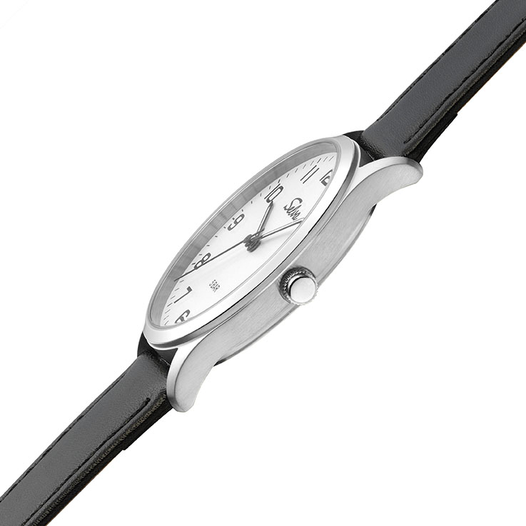 SELVA Quarz-Armbanduhr mit Lederband Zifferblatt weiß Ø 39mm