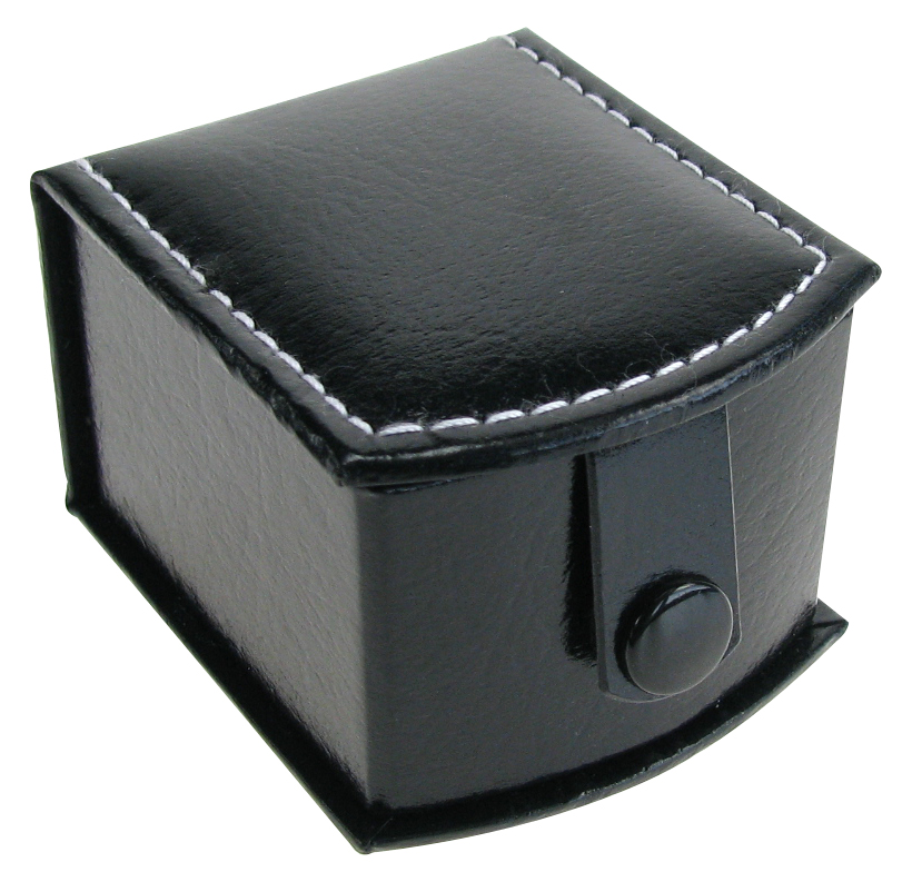 Cardboard packaging for rings, covered with synthetic leather.